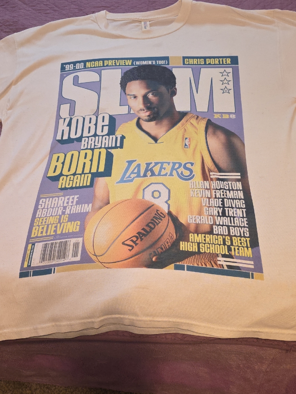 Jerzees White Kobe Bryant Lakers Graphic Tee
